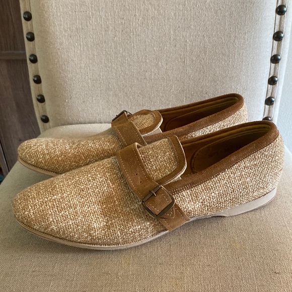 Wellco Men’s Vintage Woven Loafers Slip On Tan Beige Size...
